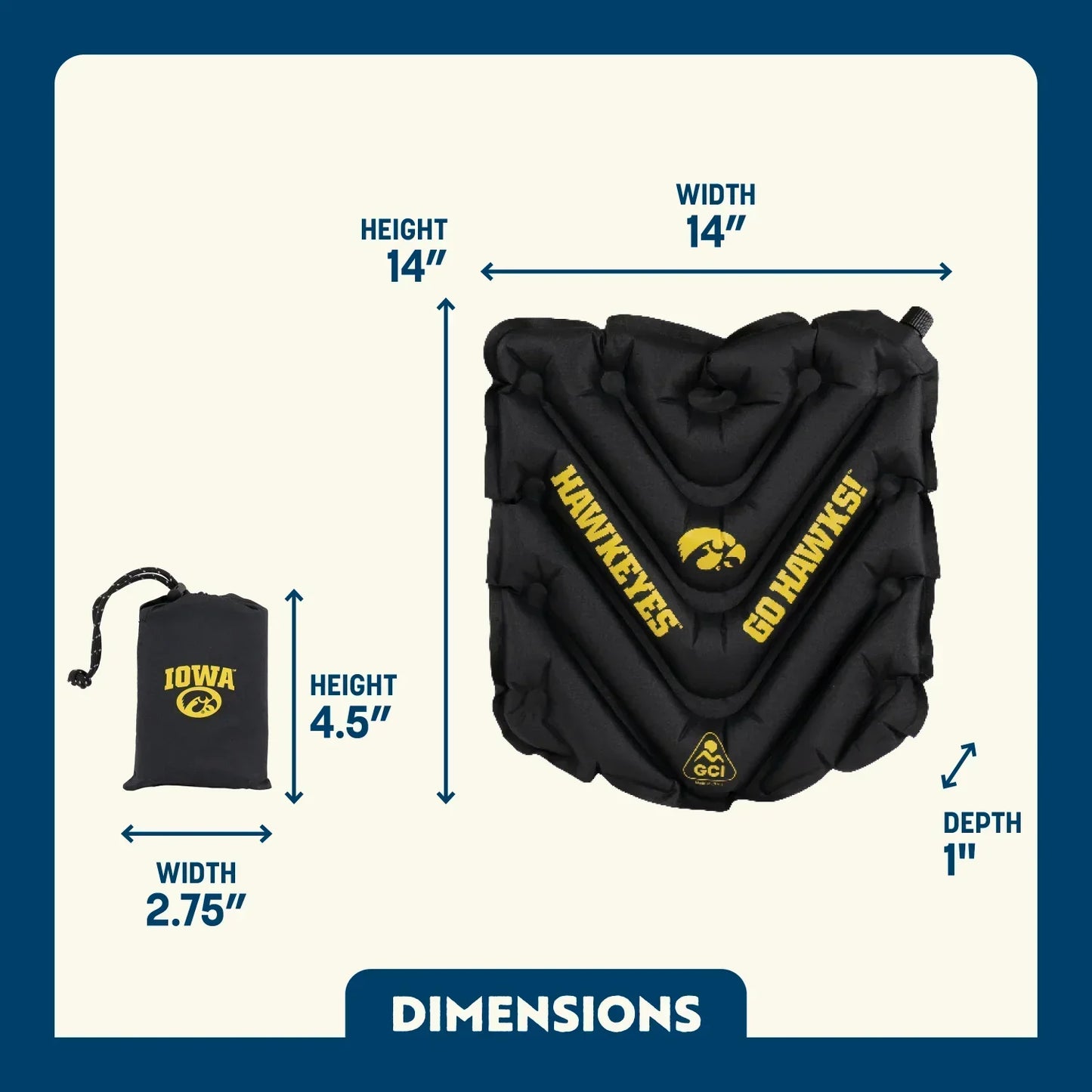 College V Seat™ Inflatable Stadium Cushion - Iowa Hawkeyes - Grandstand Style