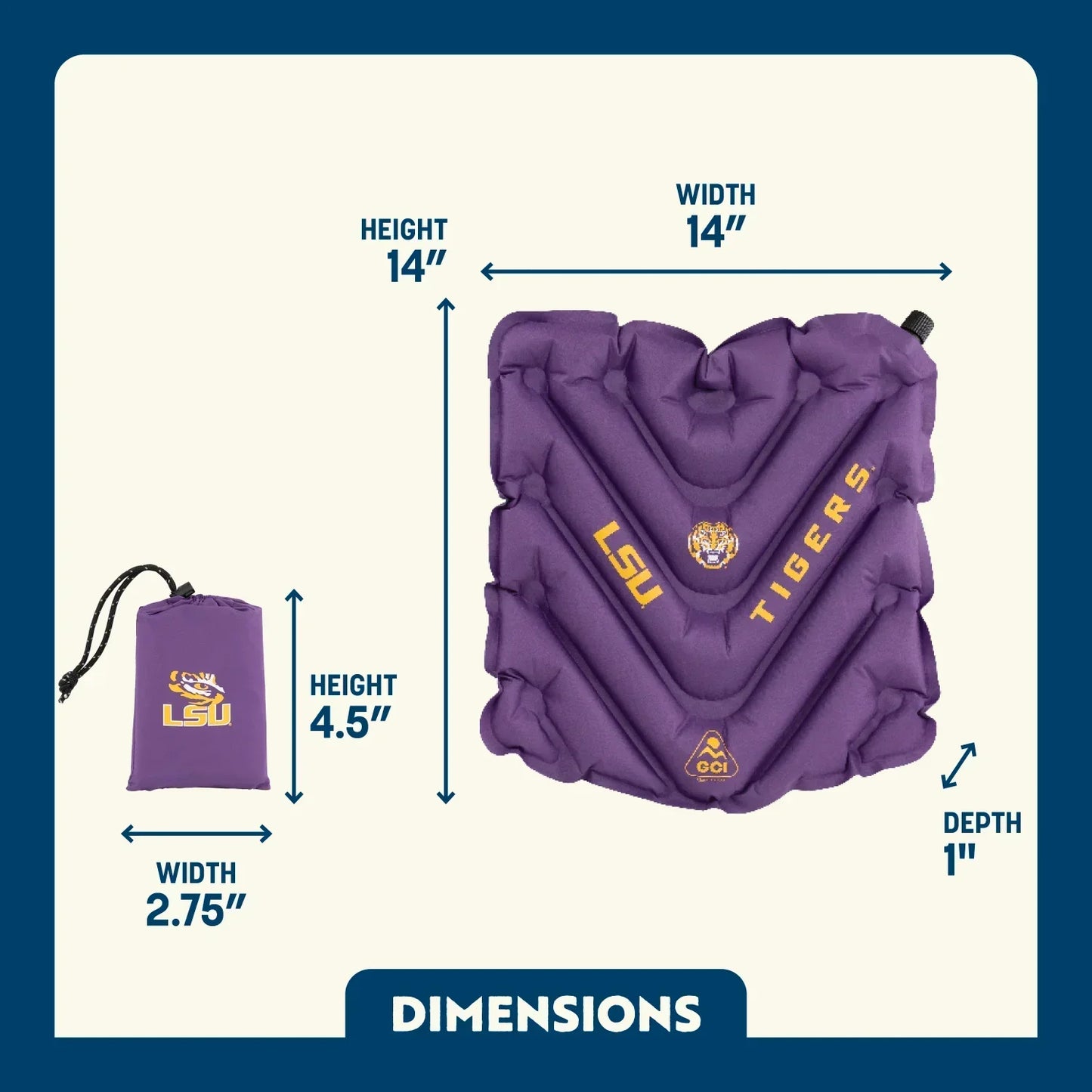 College V Seat™ Inflatable Stadium Cushion - LSU Tigers - Weekend Rally Comfort