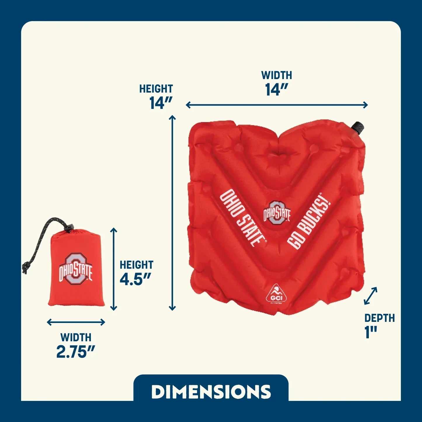 College V Seat™ Inflatable Stadium Cushion - Ohio State Buckeyes - Sideline Comfort