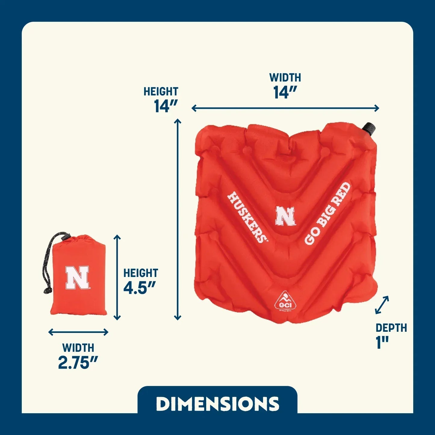 College V Seat™ Inflatable Stadium Cushion - Nebraska Cornhuskers - Tailgate Style